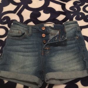 Sunset High Rise denim shorts. Junior’s size 14.